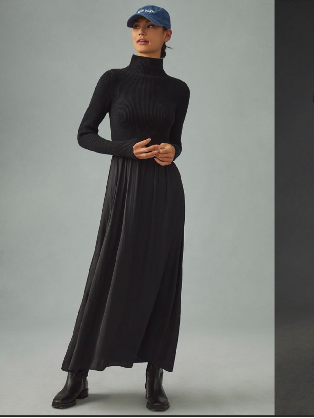 Anthropologie Black Turtleneck Maxi Dress